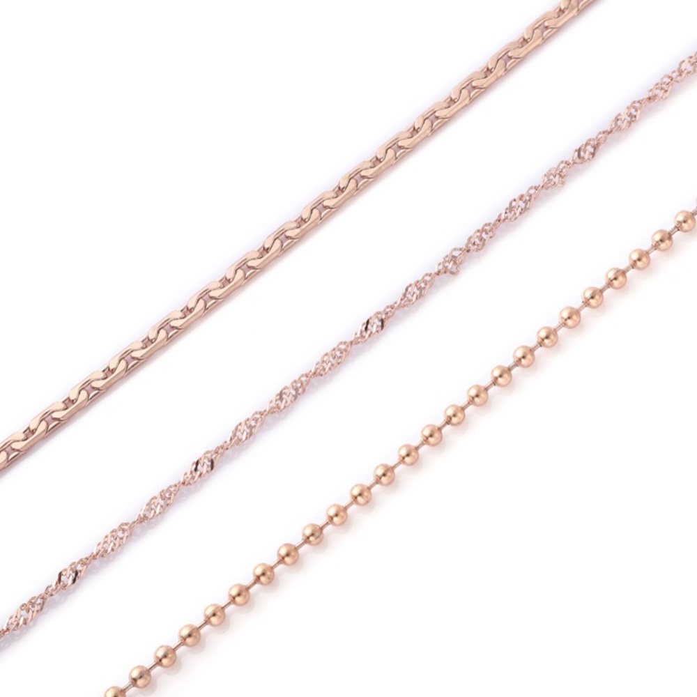 (3) Necklaces ION Plated Rose Gold over Stainless Steel